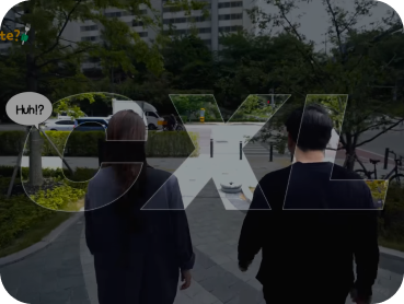 Two people walking away with puzzled speech bubbles, creating a scene of confusion or misunderstanding